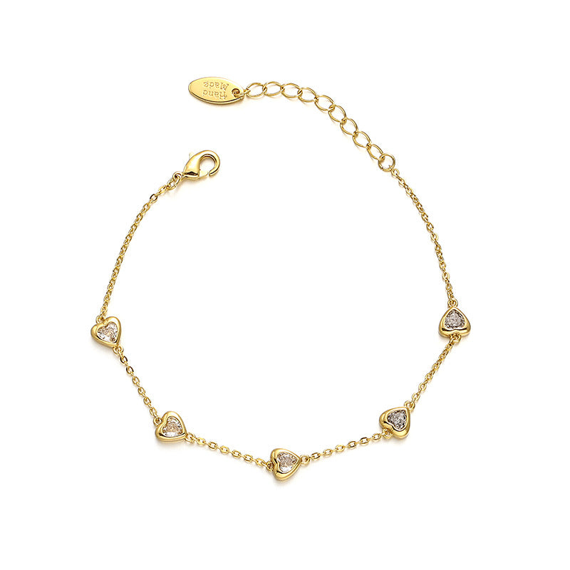 Heart CZ Station Bracelet