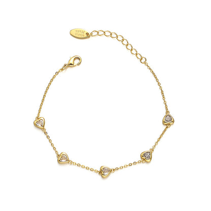 Heart CZ Station Bracelet