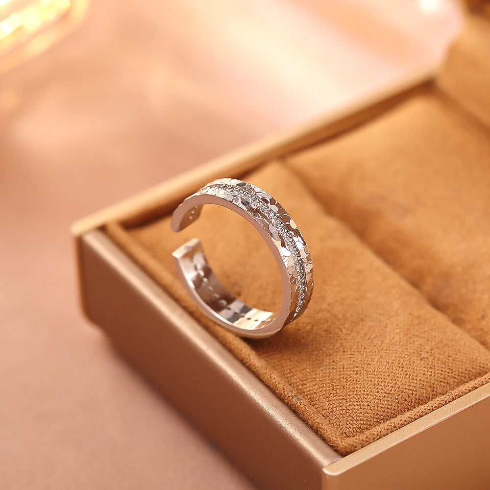 Iced Sparkle Adjustable Ring (Silver)