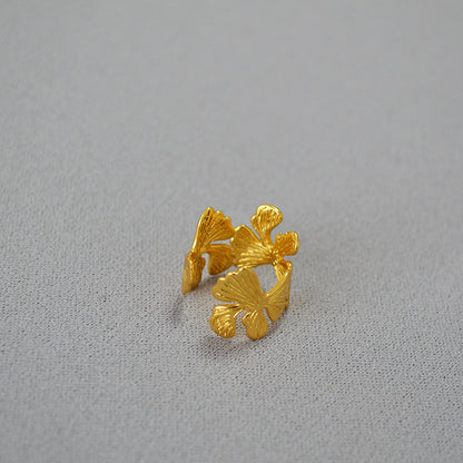 Ginkgo Leaf Adjustable Ring