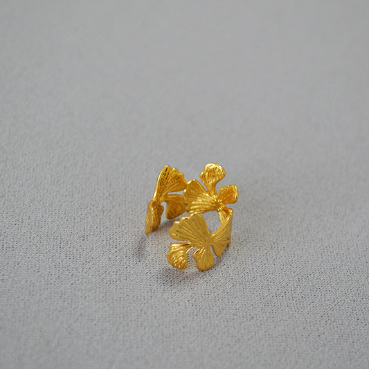 Ginkgo Leaf Adjustable Ring