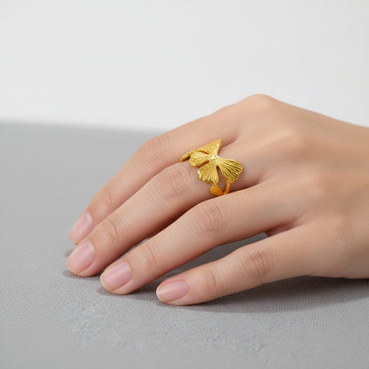Ginkgo Leaf Adjustable Ring